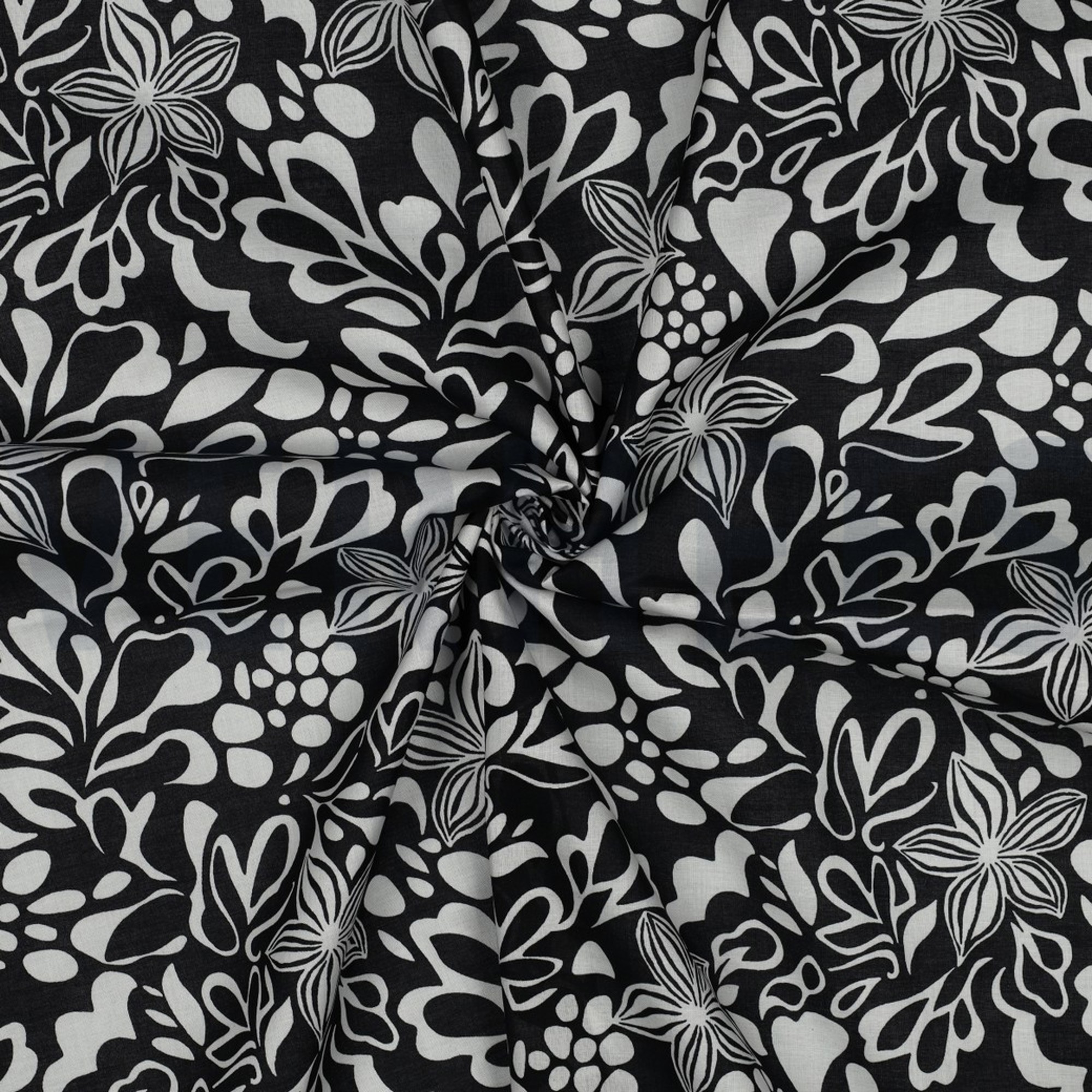 BAUMWOLLE VOILE BLUMEN SCHWARZ (high resolution) #3