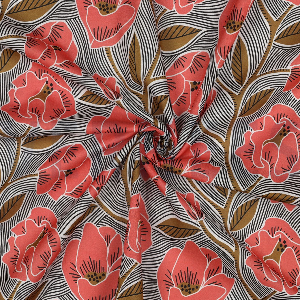 BAUMWOLLE VOILE BLUMEN WEISS #7