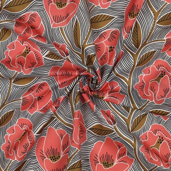 BAUMWOLLE VOILE BLUMEN WEISS #7