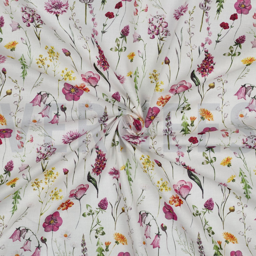 COTON VOILE DIGITAL FLEURS BLANC #7