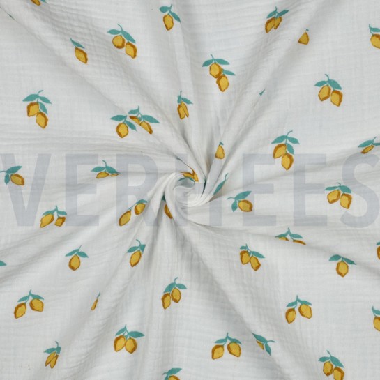 MUSSELIN GOTS FRÜCHTE WEISS #7