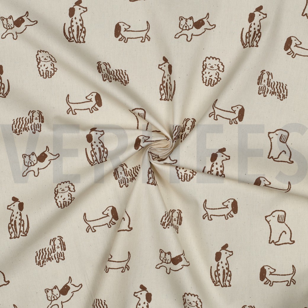POPELINE DE COTON NATUREL GOTS CHIENS NATUREL #7