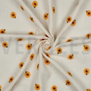 DOUBLE GAUZE EMBROIDERY SUNFLOWERS NATURAL (thumbnail) #3