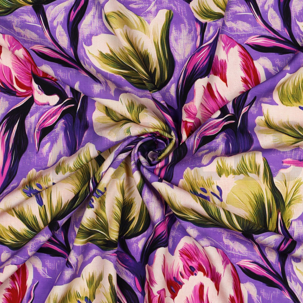 LENZING™ ECOVERO™ DIGITAL FLEURS VIOLET #7