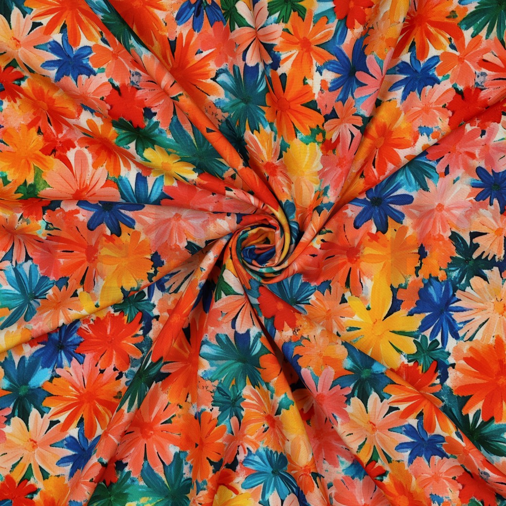 LENZING™ ECOVERO™ DIGITAL BLUMEN ORANGE #7