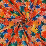 LENZING™ ECOVERO™ DIGITAL FLEURS ORANGE (thumbnail) #3