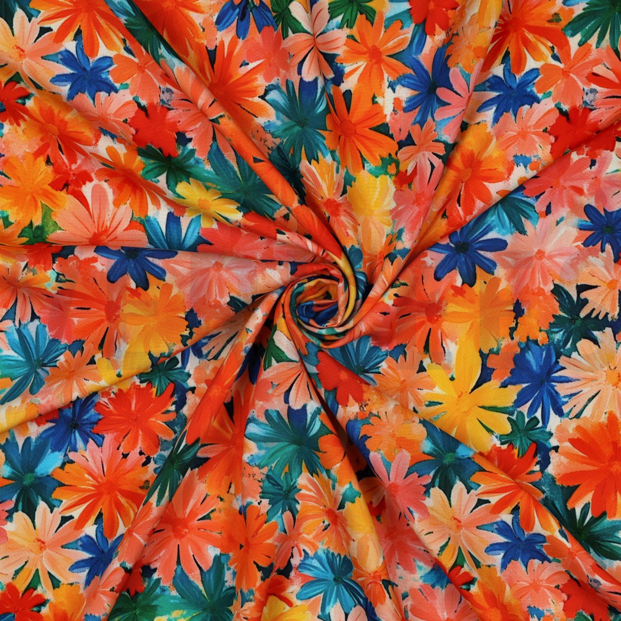 LENZING™ ECOVERO™ DIGITAL FLEURS ORANGE (high resolution) #3