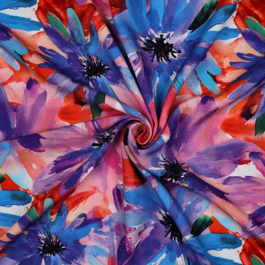 LENZING™ ECOVERO™ DIGITAL BLUMEN ROSA #7