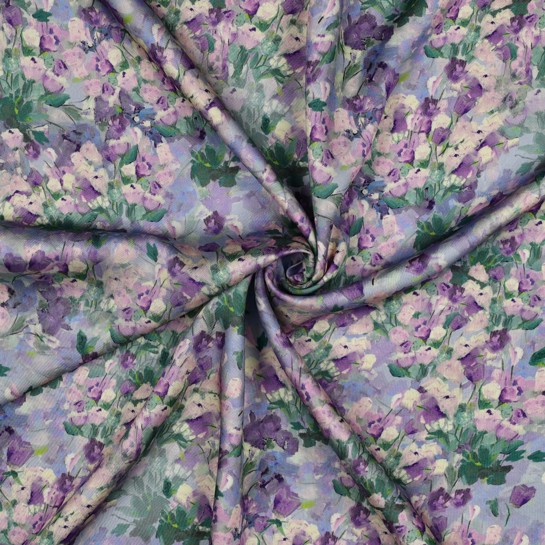 VISKOSE SATIN DIGITAL BLUMEN GRÜN #7