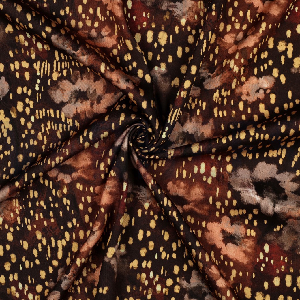 VISCOSE SATIN DIGITAL ABSTRACT BRUN #7