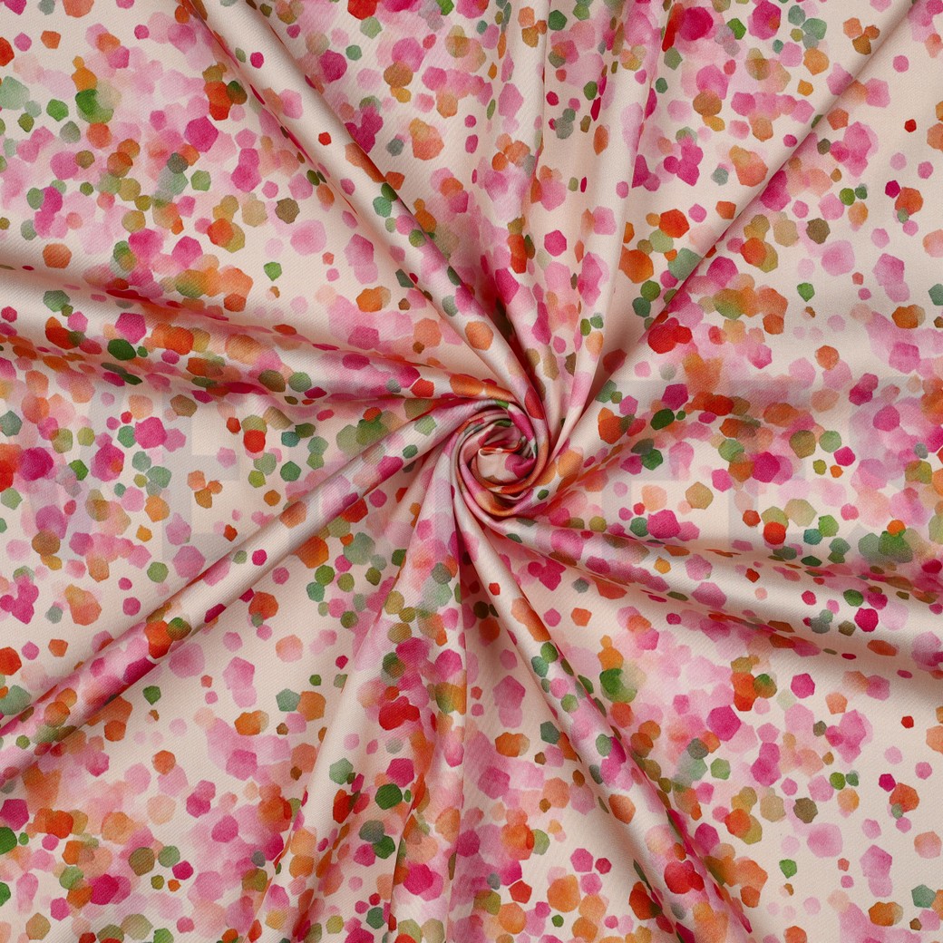VISKOSE SATIN DIGITAL DOTS ECRU #7