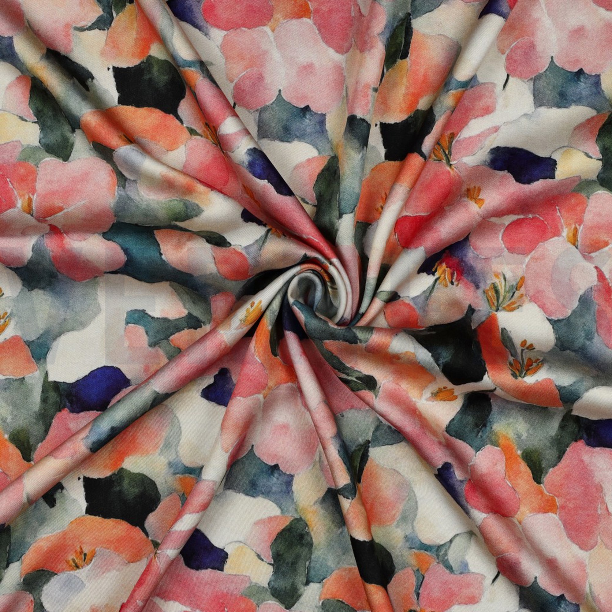 VISCOSE SATIN DIGITAL FLEURS PÊCHE (high resolution) #3