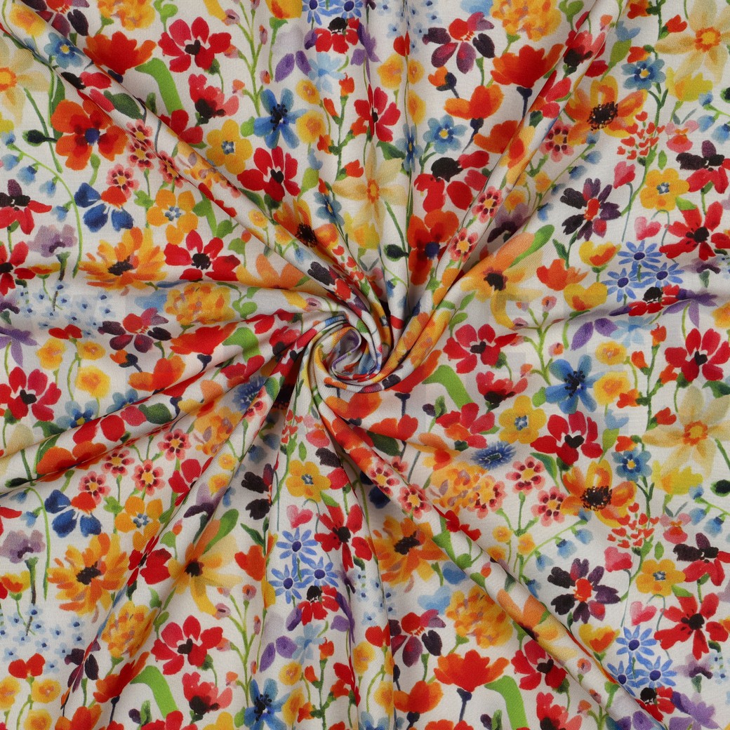 VISCOSE RADIANCE DIGITAL FLEURS JAUNE #7