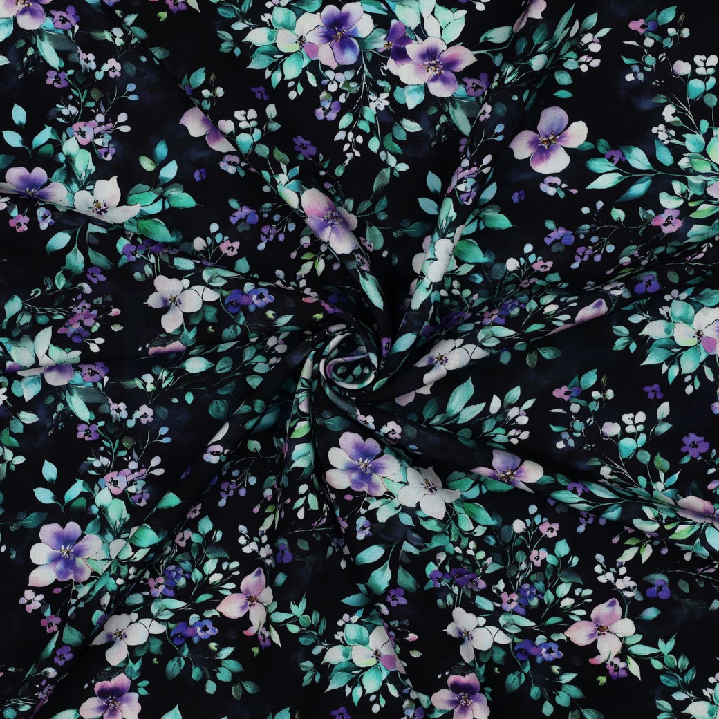 VISKOSE RADIANCE DIGITAL BLUMEN SCHWARZ #7