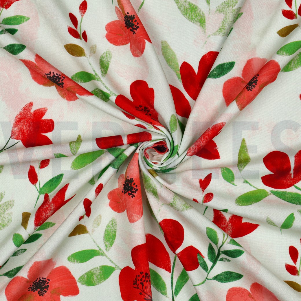 VISCOSE RADIANCE DIGITAAL BLOEMEN ROOD #7