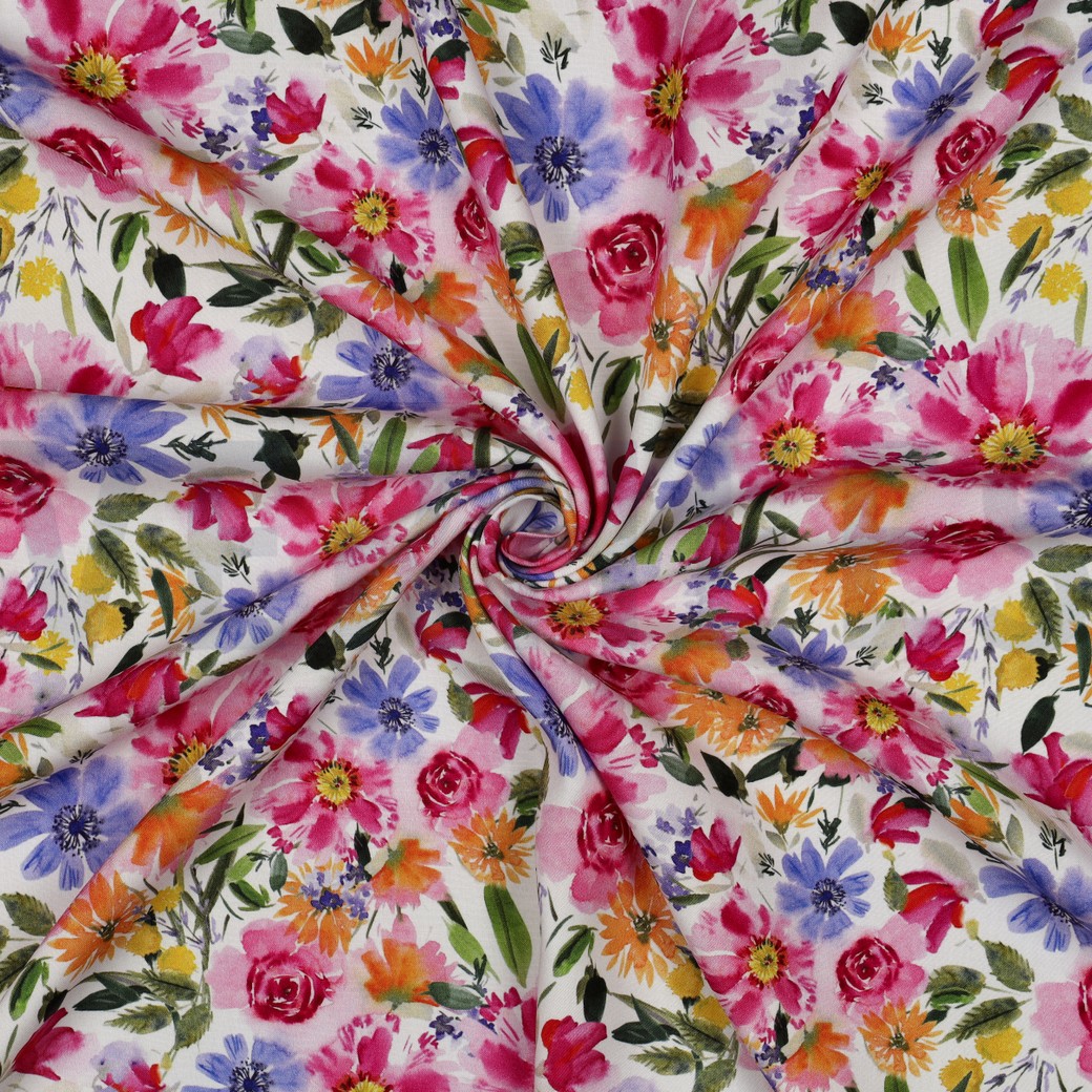 VISCOSE RADIANCE DIGITAAL BLOEMEN ROZE #7