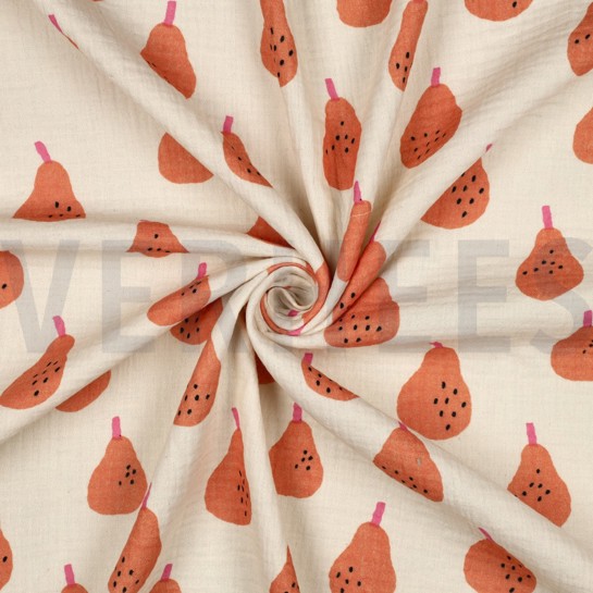 DOUBLE GAUZE GOTS PEREN JENNIFER BOURON NATUREL/PERZIK #7