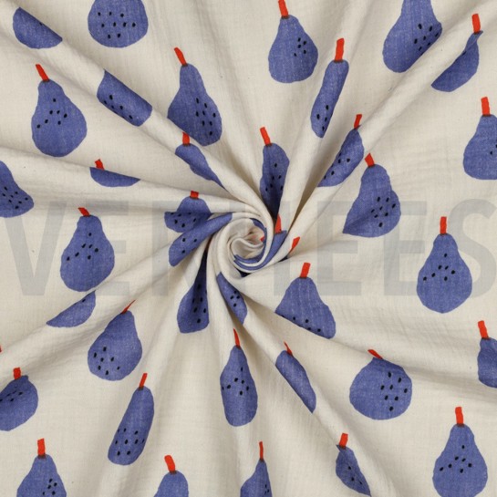 DOUBLE GAUZE GOTS PEREN JENNIFER BOURON NATUREL/BLAUW #7