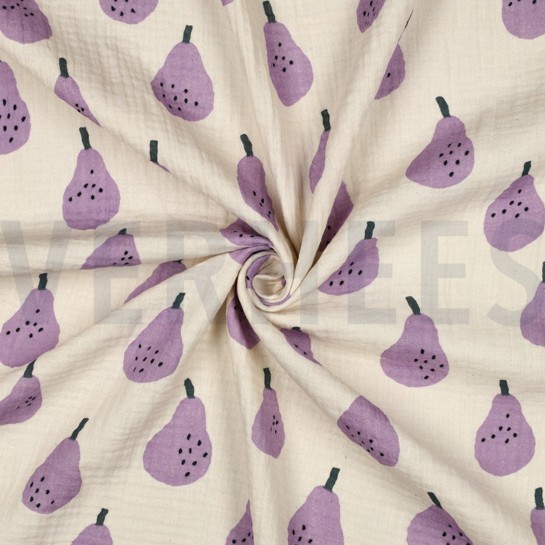 MUSSELIN GOTS BIRNEN JENNIFER BOURON NATUR/LAVENDEL #7