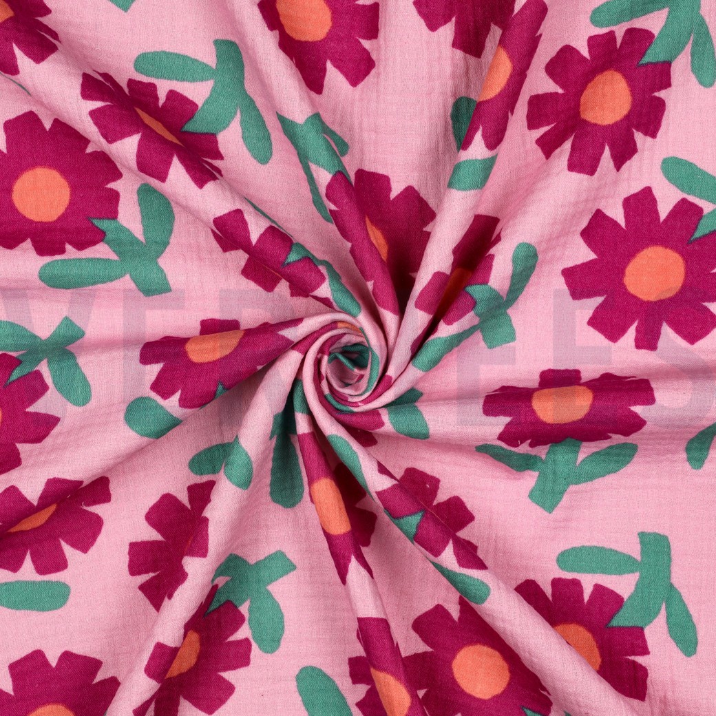 MUSSELIN GOTS BLUMEN JENNIFER BOURON ROSA #7