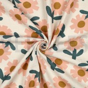 DOUBLE GAUZE GOTS FLOWERS JENNIFER BOURON NATURAL/PEACH (thumbnail) #3