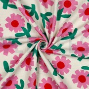 DOUBLE GAUZE GOTS BLOEMEN JENNIFER BOURON NATUREL/ROZE (thumbnail) #3