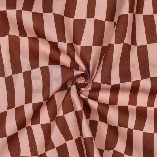 BAUMWOLLE POPELINE GOTS KAROS JENNIFER BOURON ROSA/BRAUN #7