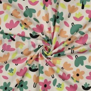 KATOENEN POPLIN GOTS BLOEMEN JENNIFER BOURON NATUREL/GROEN (thumbnail) #3