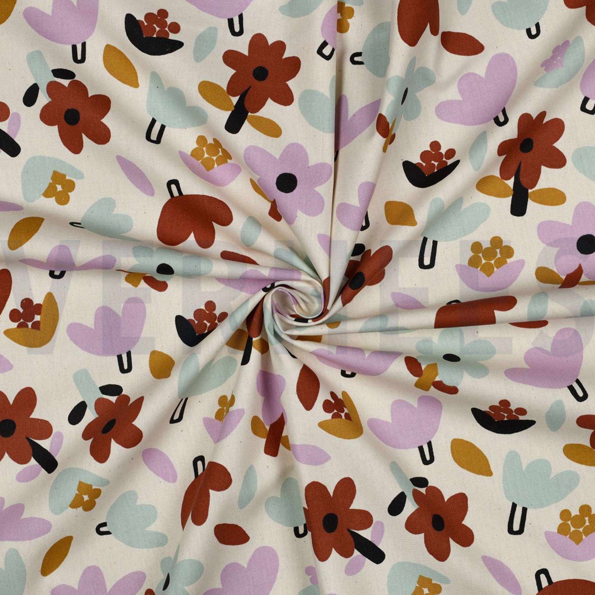 BAUMWOLLE POPELINE GOTS BLUMEN JENNIFER BOURON NATUR/LAVENDEL (high resolution) #3