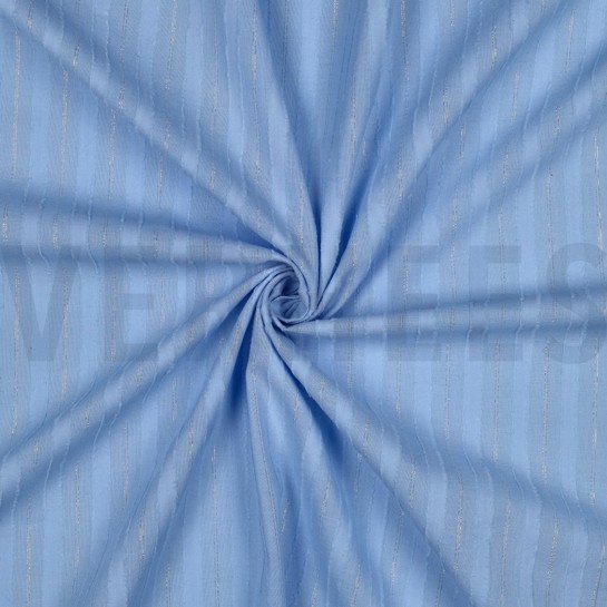 BAUMWOLLE VOILE LUREX STREIFEN HELLBLAU #7