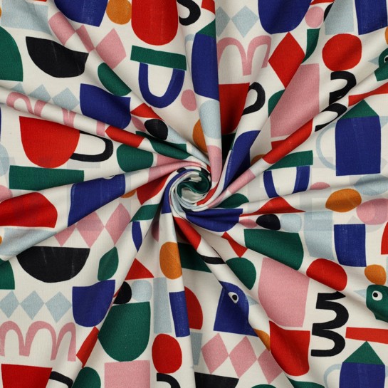 FRENCH TERRY GOTS DIGITAL GRAFISCHE FORMEN JENNIFER BOURON NATUR #7