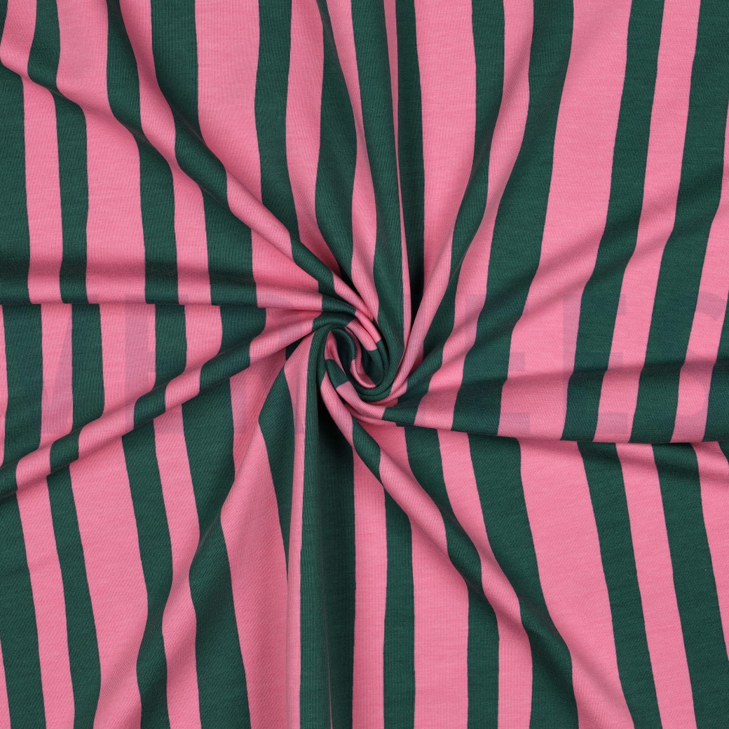 FRENCH TERRY GOTS STRIPES JENNIFER BOURON GREEN/PINK #7