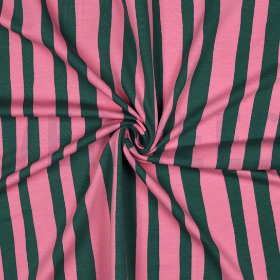 FRENCH TERRY GOTS STREIFEN JENNIFER BOURON GRÜN/ROSA #7