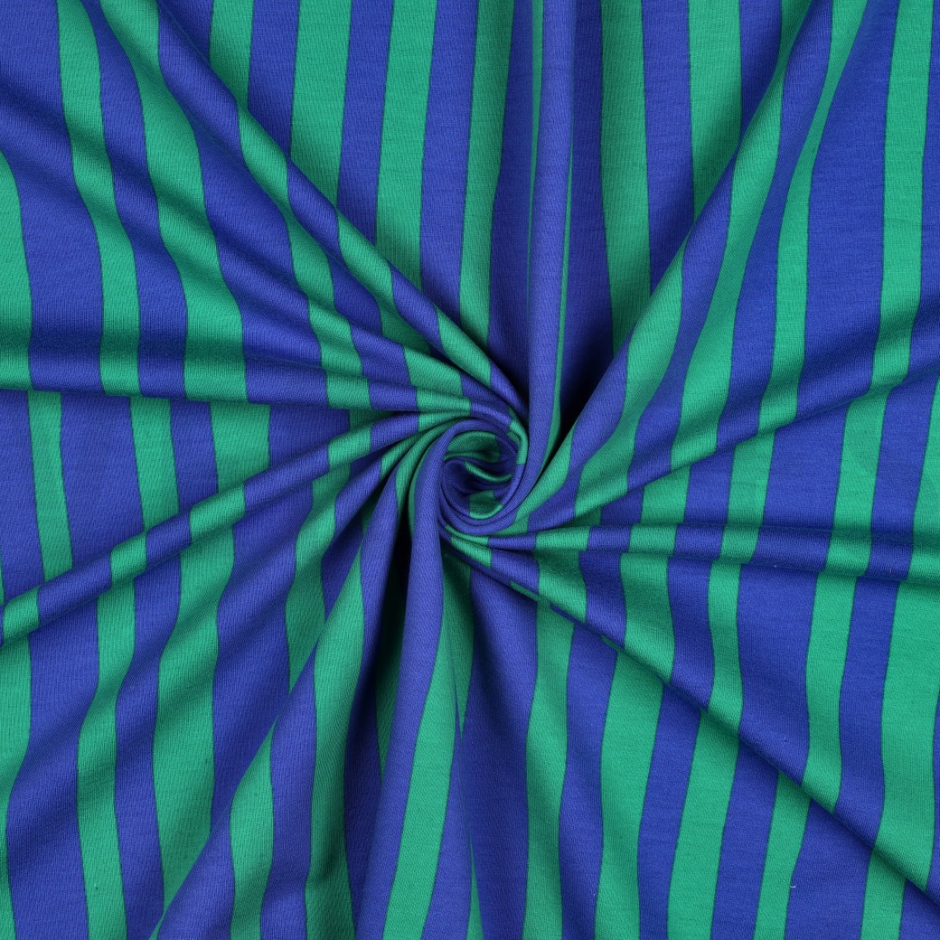 FRENCH TERRY GOTS STRIPES JENNIFER BOURON BLUE/GREEN #7