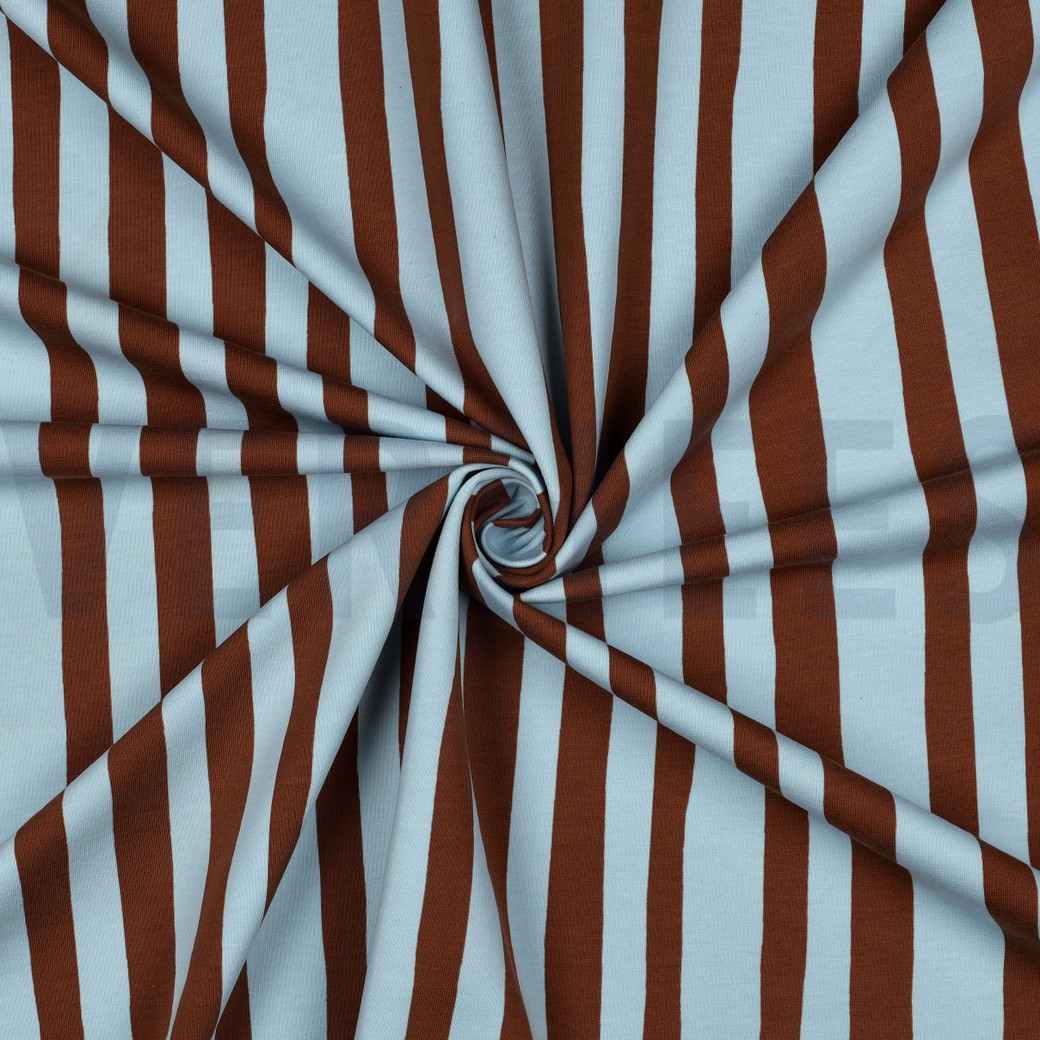 FRENCH TERRY GOTS STRIPES JENNIFER BOURON LIGHT BLUE/BROWN #7