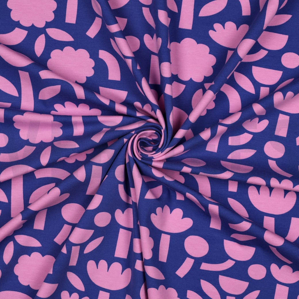JERSEY GOTS BLUMEN JENNIFER BOURON BLAU #7