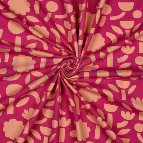 JERSEY GOTS BLUMEN JENNIFER BOURON FUCHSIA #7