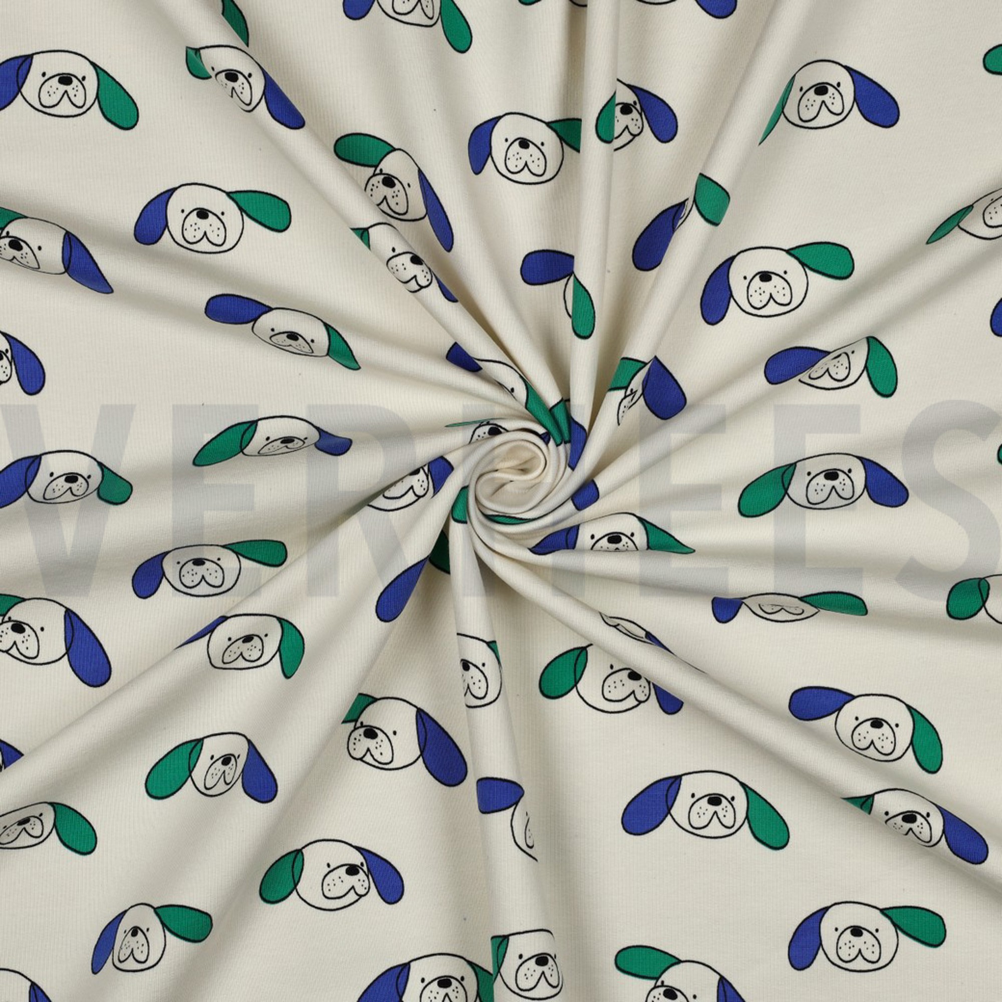 FRENCH TERRY GOTS HUNDE JENNIFER BOURON NATUR/GRÜN (high resolution) #3