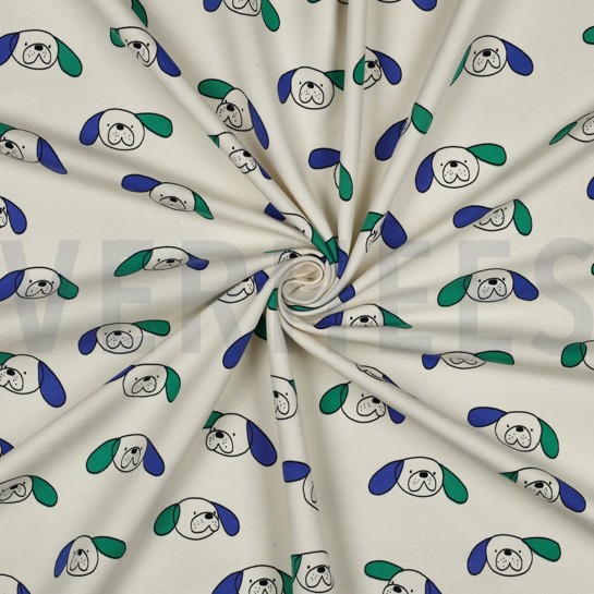 FRENCH TERRY GOTS HUNDE JENNIFER BOURON NATUR/GRÜN #7