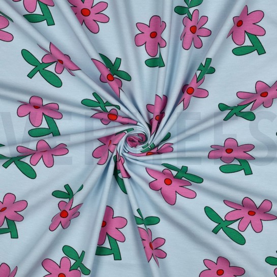 JERSEY GOTS BLUMEN JENNIFER BOURON HELLBLAU #7