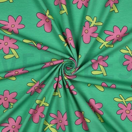 JERSEY GOTS BLUMEN JENNIFER BOURON GRÜN #7