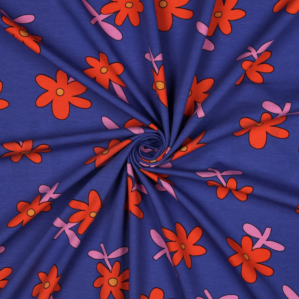 JERSEY GOTS FLOWERS JENNIFER BOURON BLUE #7