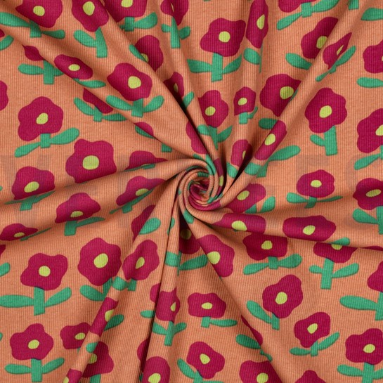 RIPPJERSEY GOTS BLUMEN JENNIFER BOURON PFIRSICH #7