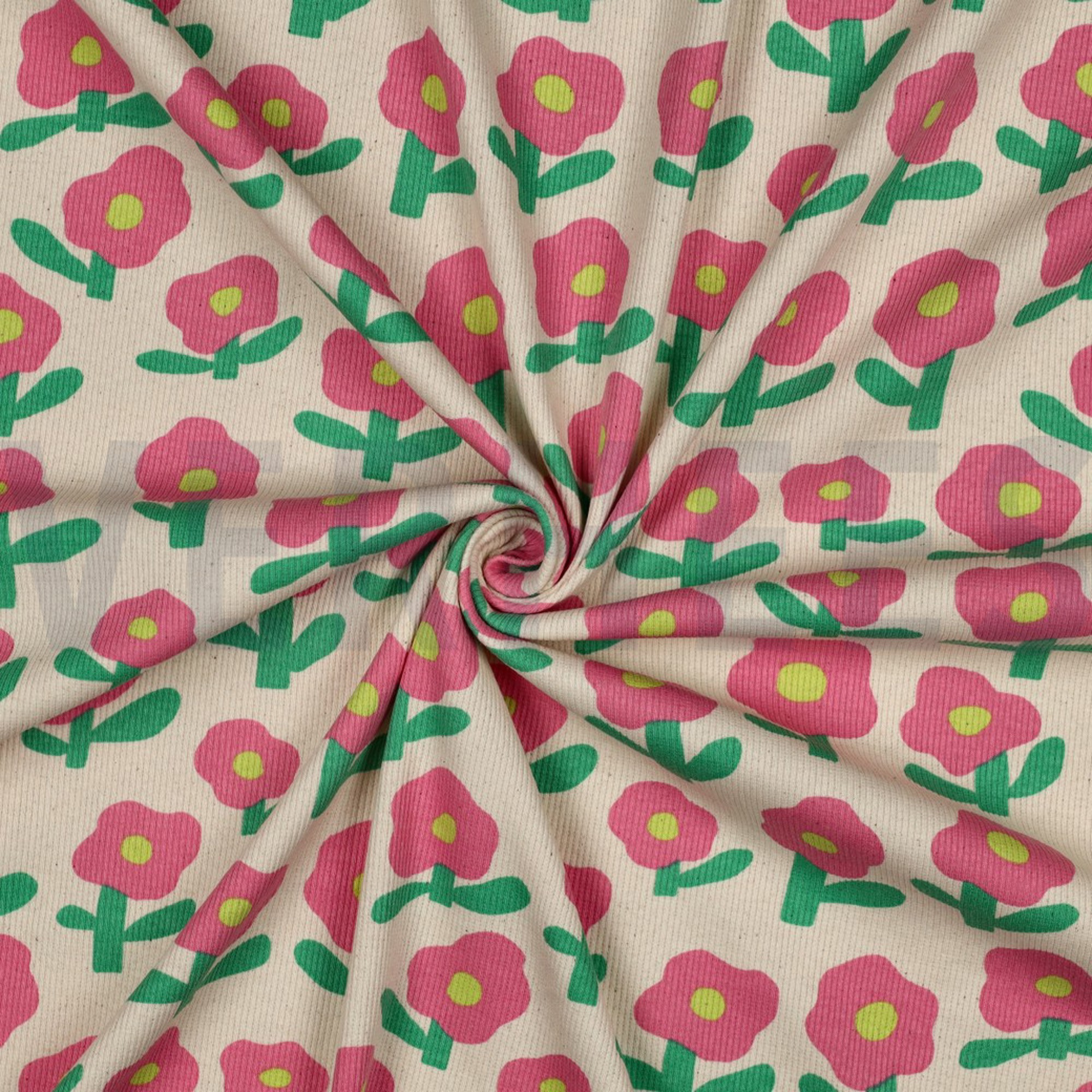 RIPPJERSEY GOTS BLUMEN JENNIFER BOURON NATUR/ROSA (high resolution) #3