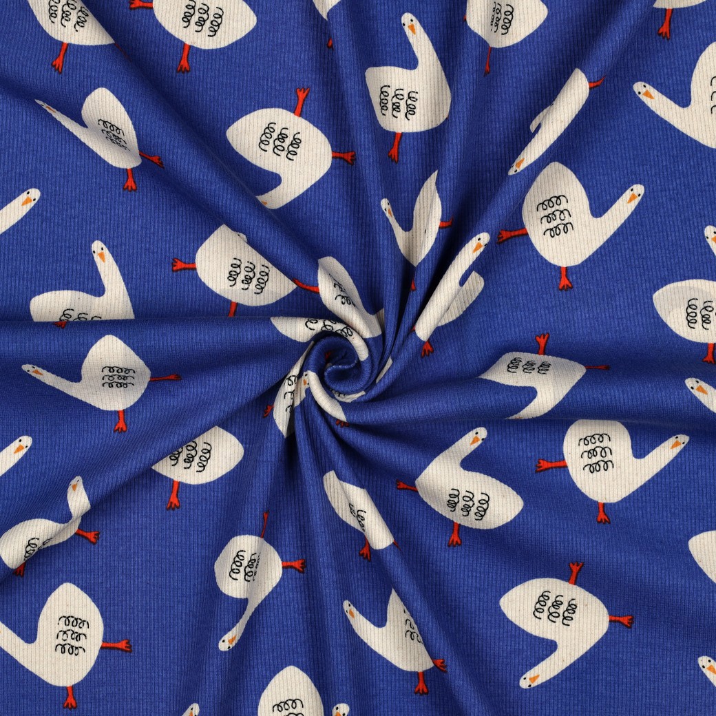 RIPPJERSEY GOTS GÄNSE JENNIFER BOURON BLAU #7