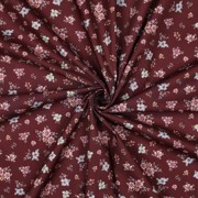 FEIN GEWEBTE BAUMWOLLPOPELINE DIGITAL BLUMEN BORDEAUXROT (thumbnail) #3