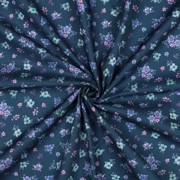 FEIN GEWEBTE BAUMWOLLPOPELINE DIGITAL BLUMEN PETROL (thumbnail) #3