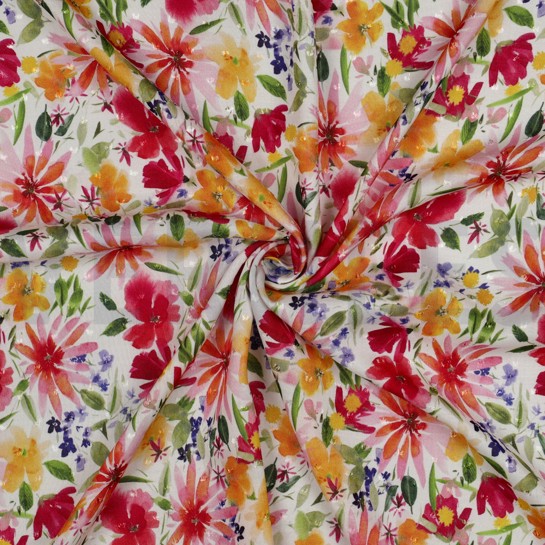 VISCOSE DOBBY DIGITAL FLOWERS MULTICOLOUR #7