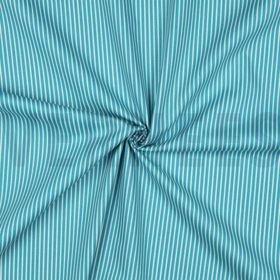 KATOENEN POPLIN STREPEN TURKOISE #7