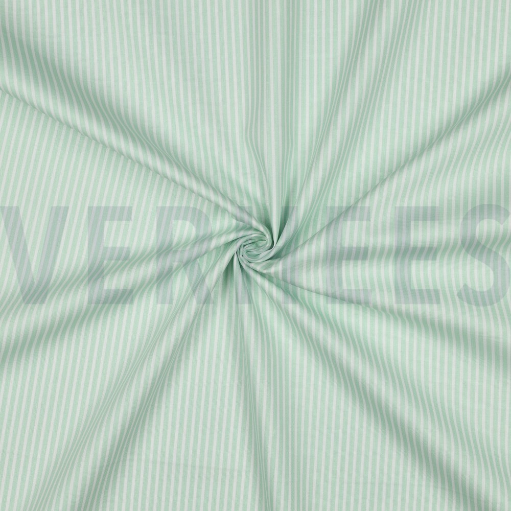 KATOENEN POPLIN STREPEN MINT #7